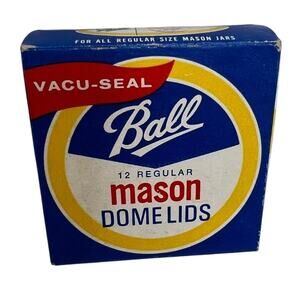 Vintage Box Of 12 (8 remaining) Ball Wide Mouth Mason Jar Dome Lids - Vacu Seal